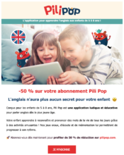 e-mailing - Marketing Acquisition - Acquisition abonnements - Marketing relationnel - Application mobile - Pili Pop - 01/2023