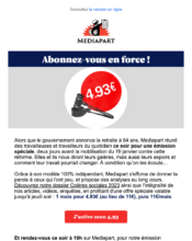 e-mailing - Marketing Acquisition - Acquisition abonnements - Mediapart - 01/2023