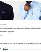 e-mailing - Service Clients - Réclamations - Lacoste - 01/2023