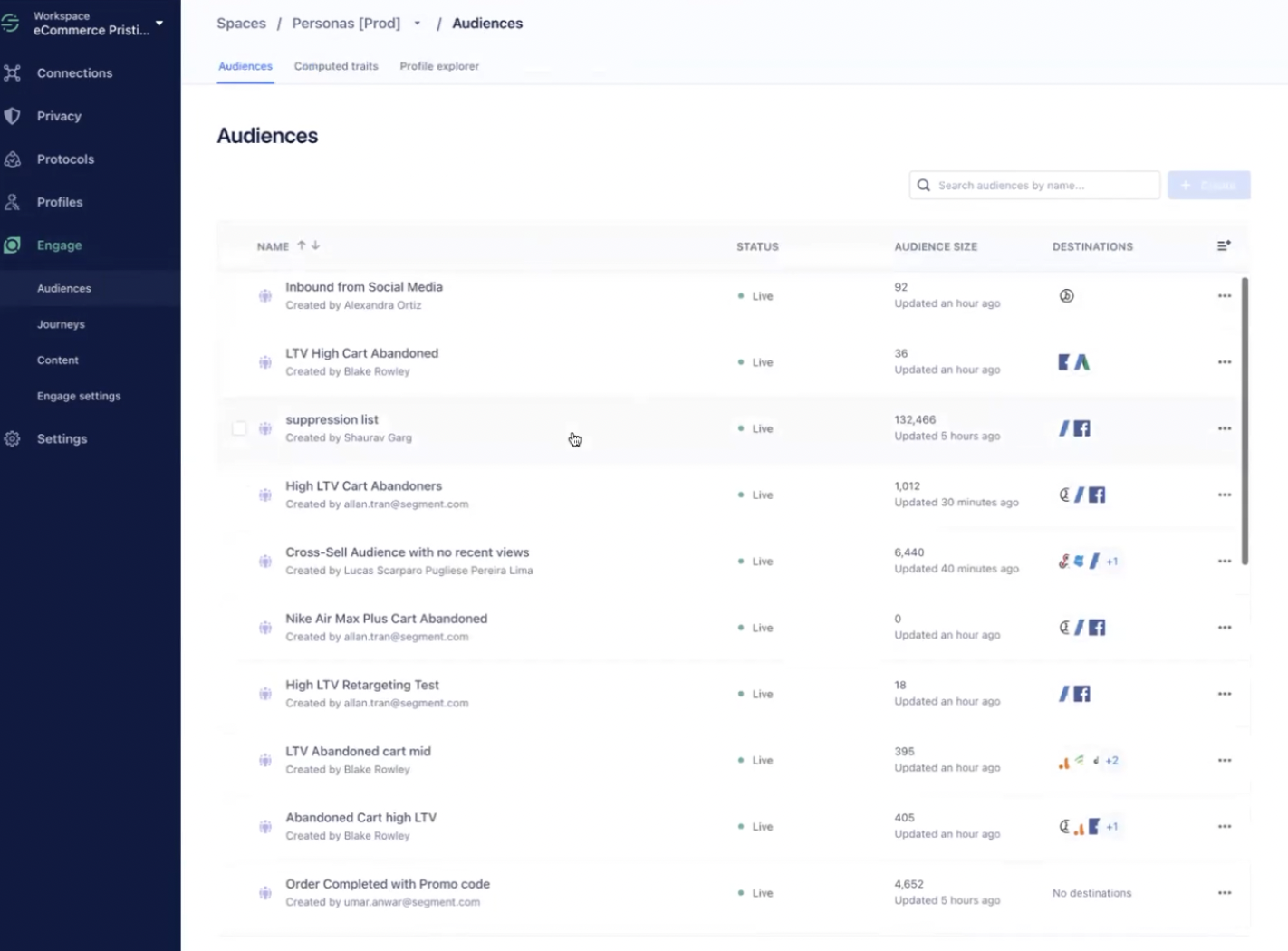 cdp twilio segment liste audiences