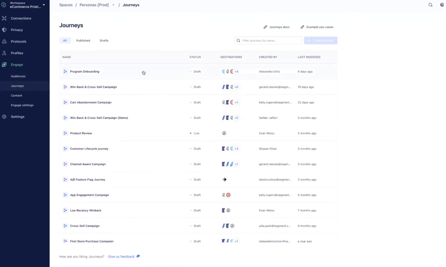 cdp twilio segment liste journeys