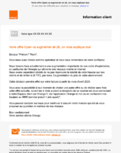 e-mailing - Service Clients - Modification tarifs abonnements - Orange - 02/2023