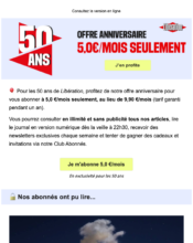e-mailing - Marketing marque - Anniversaire marque - Libération - 02/2023