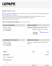e-mailing - Transactionnels - Confirmation de commande - Lepape - 01/2023