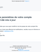 e-mailing - Transactionnels - Changement de mot de passe / d'identifiant - Wix.com - 02/2023