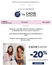 e-mailing - Marketing fidélisation - Animation / Vie du Programme de Fidélité - Cache-Cache - 02/2023
