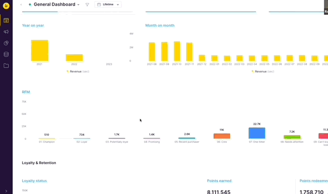 bloomreach cdp engagement reporting dashboard