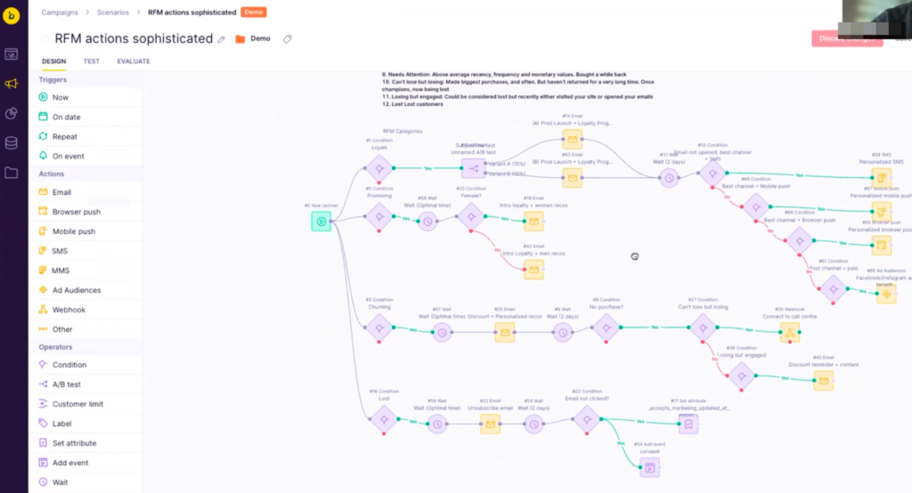 bloomreach cdp engagement scenario rfm 1