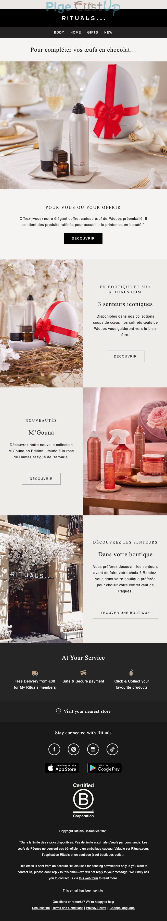 Exemple de Type de media  e-mailing - Rituals Cosmetics - Marketing relationnel - Calendaire (Noël, St valentin, Vœux, …)