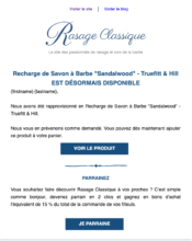 e-mailing - Marketing fidélisation - Incitation au réachat - Rasage Classique - 03/2023