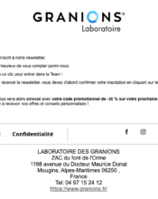 e-mailing - Transactionnels - Confirmation Inscription Newsletter - Granions - 03/2023