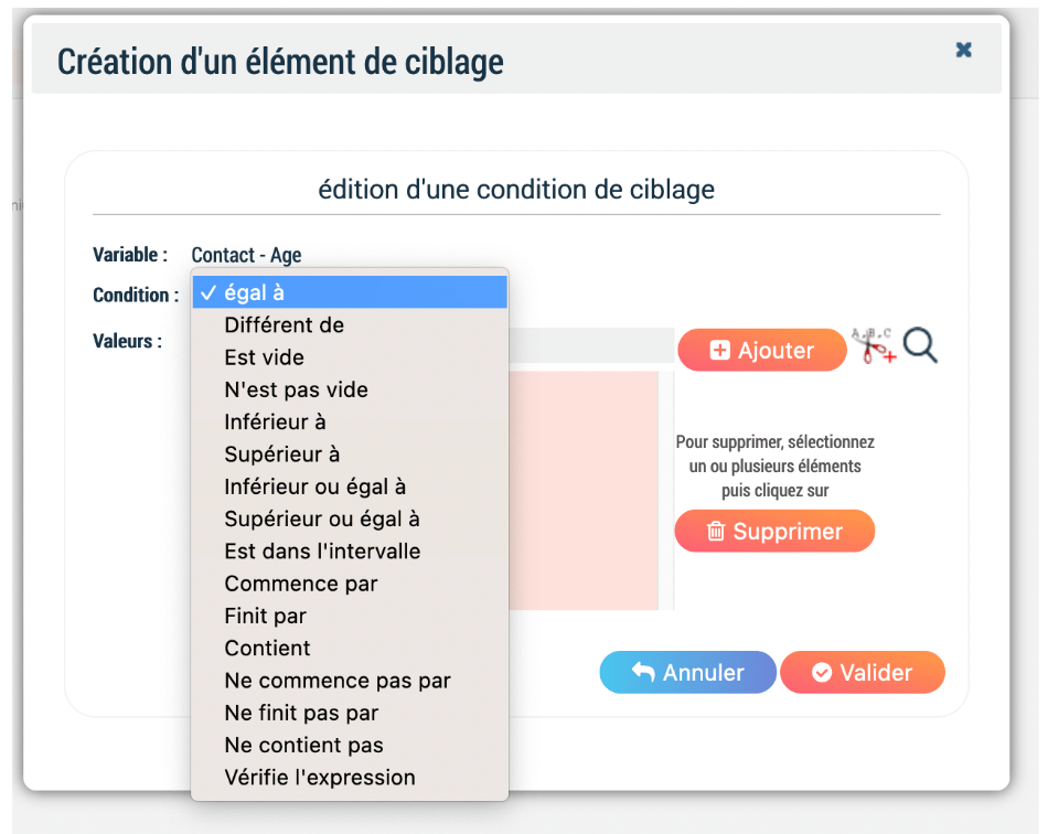 scal e cdp ciblage conditions