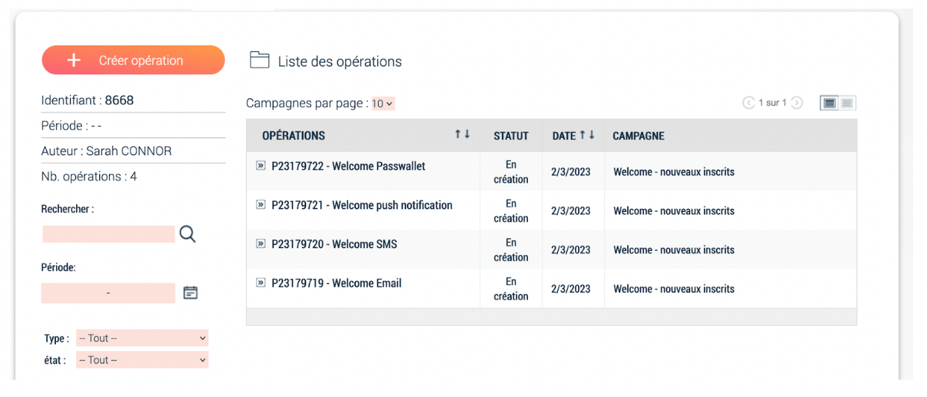 scal e cdp liste operations