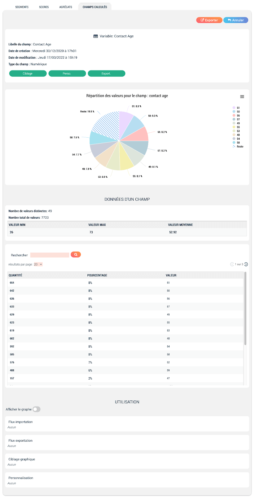 scal e cdp visualisation champ calcules