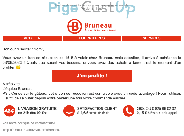 Exemple de Type de media  e-mailing - Bruneau - Marketing Acquisition - Derniers jours