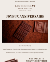 e-mailing - Alimentation - Grande distribution - Alain Ducasse - B2C - Marketing relationnel - Anniversaire / Fête contact - 01/2023