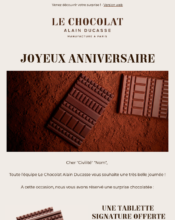 e-mailing - Marketing relationnel - Anniversaire / Fête contact - Alain Ducasse - 04/2023