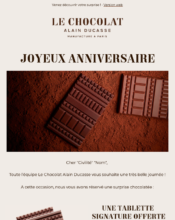 e-mailing - Alimentation - Grande distribution - Alain Ducasse - B2C - Marketing relationnel - Anniversaire / Fête contact - 04/2020