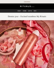 e-mailing - Santé Beauté - Rituals Cosmetics - B2C - Marketing fidélisation - Animation / Vie du Programme de Fidélité - Marketing Acquisition - Derniers jours - 01/2023
