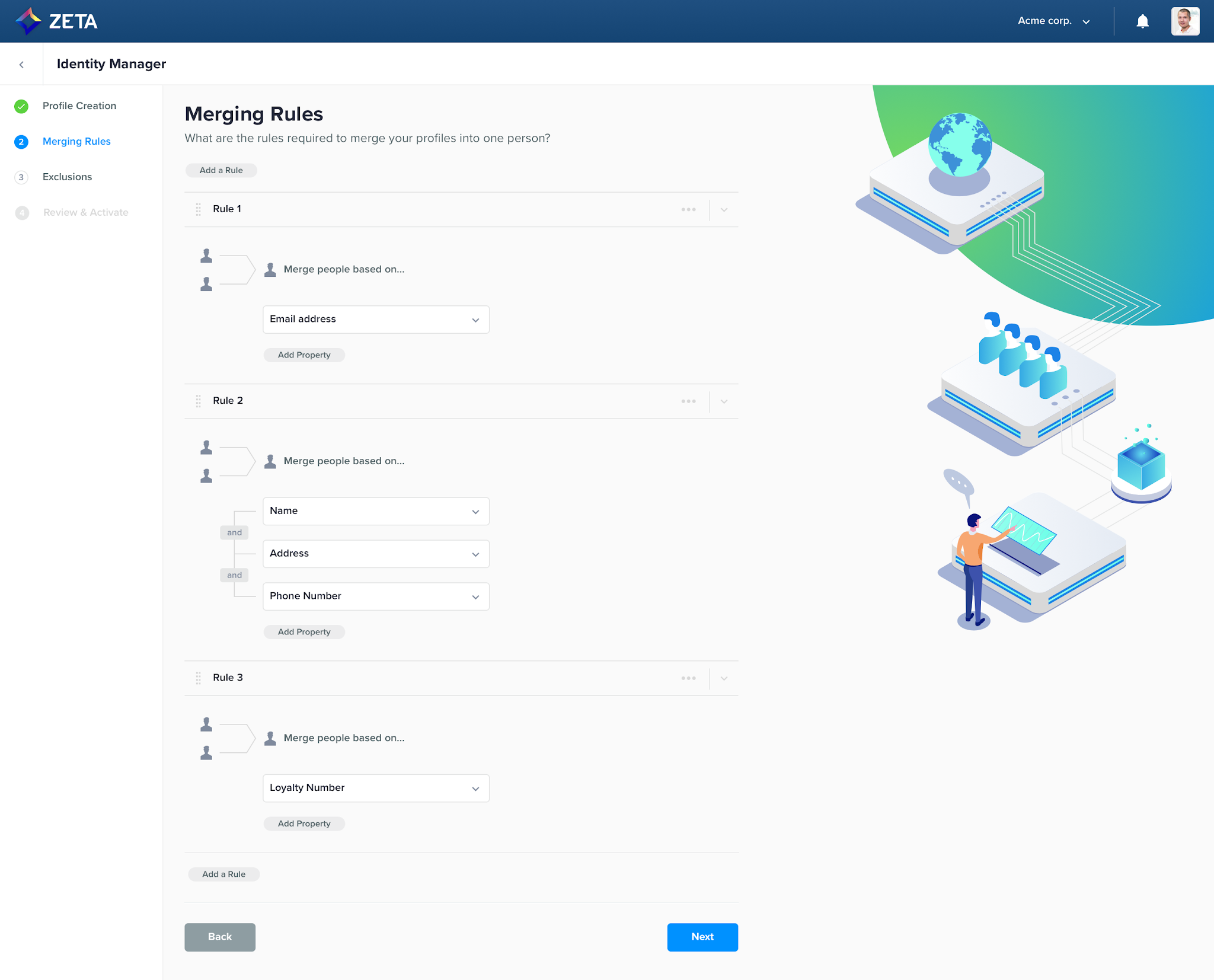 zeta marketing platform regles deduplication merging 3