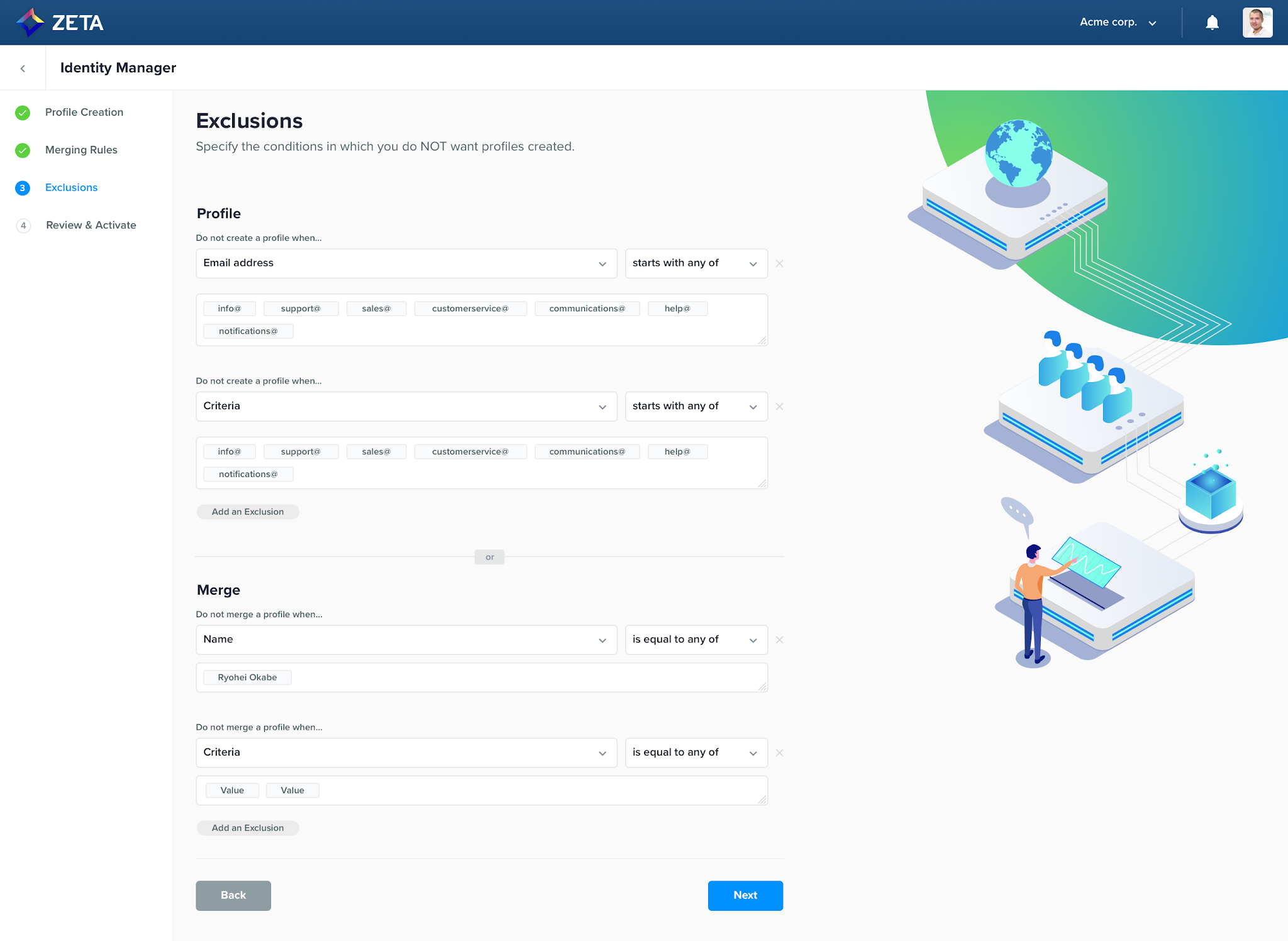 zeta marketing platform regles deduplication merging 5