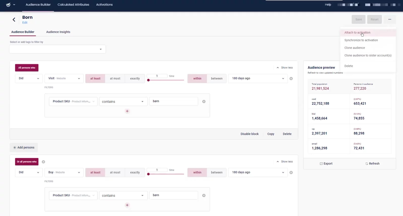 cdp raptor audiences activations