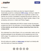 e-mailing - Service Clients - Gestion des incidents - Zapier - 06/2023