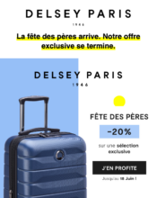 e-mailing - Marketing relationnel - Calendaire (Noël, St valentin, Vœux, …) - Marketing Acquisition - Derniers jours - Delsey Paris - 06/2023