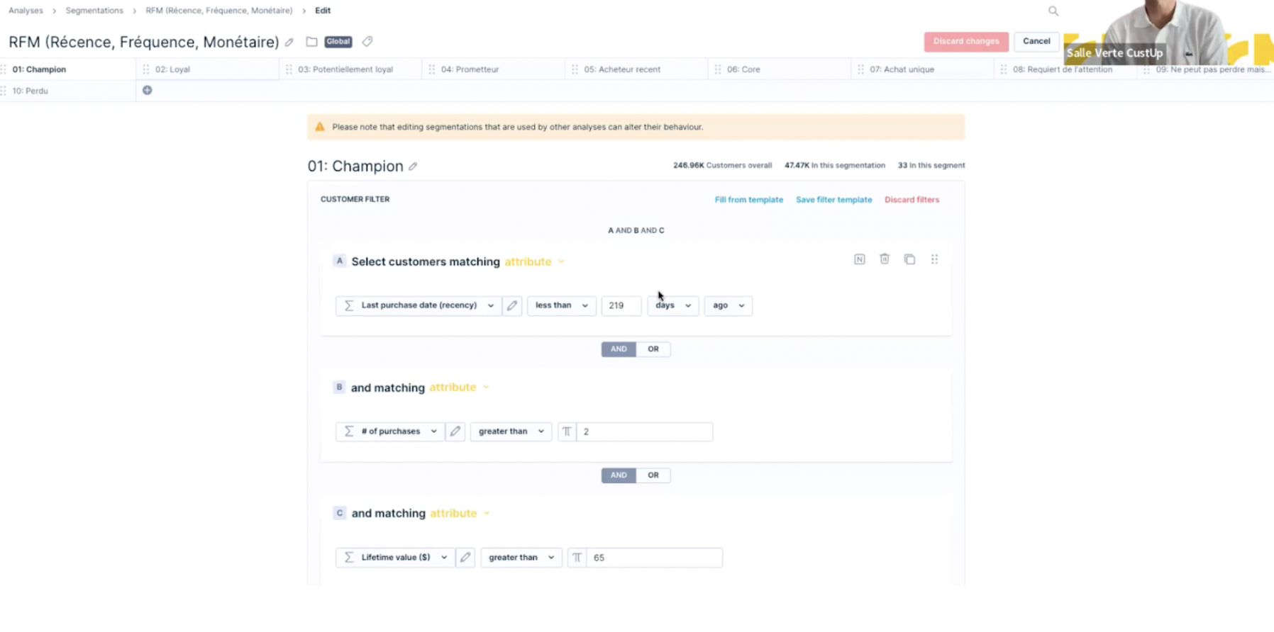 interface segmentation client bloomreach