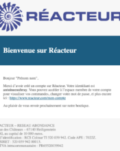 e-mailing - Transactionnels - Confirmation Création de Compte - Réacteur - 12/2020