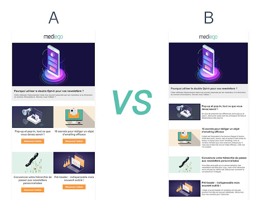 A/B test sur le design d'un email