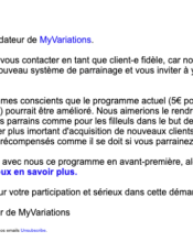 e-mailing - Marketing Acquisition - Parrainage - Myvariations.com - 10/2023