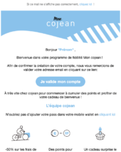 e-mailing - Marketing relationnel - Bienvenue - Welcome - Marketing fidélisation - Début / Fin du Programme de Fidélité - Cojean - 10/2023