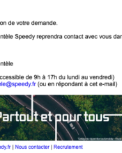 e-mailing - Service Clients - Auto-reply Service Clients - Suivi de demande - Speedy - 10/2023