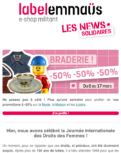 e-mailing - Marketing Acquisition - Ventes flash, soldes, demarque, promo, réduction - Emmaüs - 03/2024