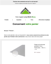 e-mailing - Marketing Acquisition - Panier abandonné - Leroy Merlin - 04/2024