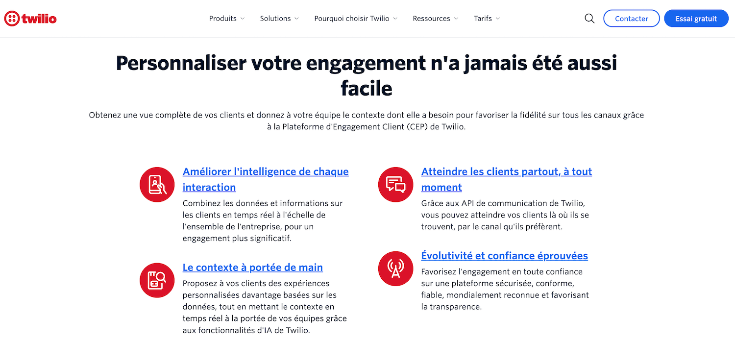 Exemple Customer Engagement Platform Twilio